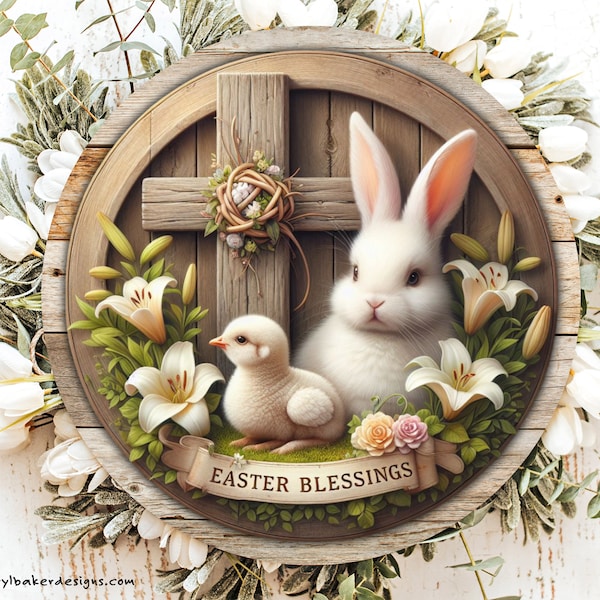 Easter Cross for Front Door, Easter Christian Signs, Cross Wreath Attachment, Easter Door Sign, Easter Door Decor Cross Sign for Wreath