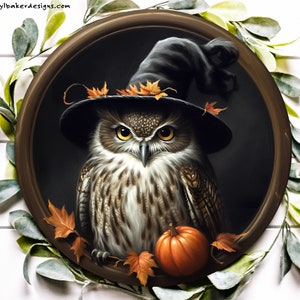 Owl Wreath Signs, Owl for Wreath, Samhain Decorations, Enchanted Forest Decor, Owl Halloween Decorations, A Witches Familiar EnlightenedOwls