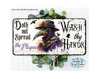 Wash Your Hand, Plague Doctors, Madame Macabre Victorian Gothic, Haloween Decorations, Witch Decor, Goths, Goth Home Decor Bathroom Signs