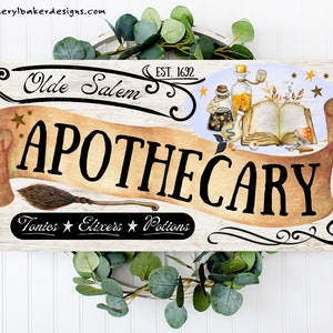Witch Apothecary Sign, .Halloween, Halloweens Decorations, Apothecary Cabinet, Old Salem Apothecary Sign, Witch Room, Pagan Decor, Witchy