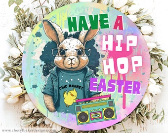Hoppy Easter Sign, Hip Hop Dance Ornament, Happy Easter Wreath Attachment, Hip Hop Easter Wreath Sign, Easter Door Decor, Happy Easter Sign