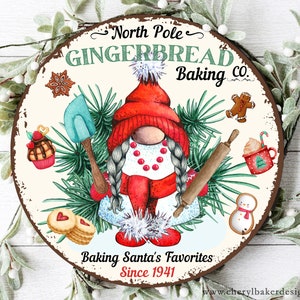Gingerbread Sign for Wreath, Christmas Gnome Wreath Signs, Gingerbread Bakery Sign, Christmas Attachments for Wreath, Christmas Bakery Sign
