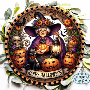 Happy Halloween Sign for Wreath, Witch Wreath Attachment, Witch Themed Wreath Items, Witch for Wreath, Happy Halloween Wreath Sign, Witchy