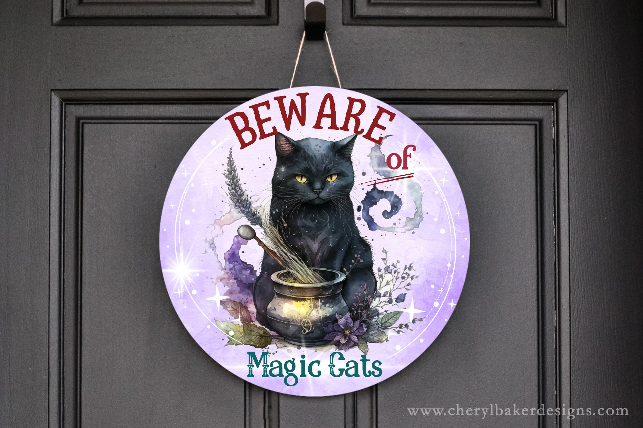 Beware of Cat Sign, Cat Signs Outdoor Patio, Salem Black Cat Sign ...