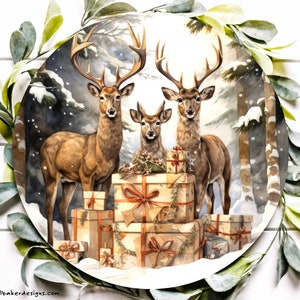 Reindeer Door Sign, Deer Wreath Sign, Buck or Doe Sign, Metal Buck Sign, Deer Christmas Sign, Reindeer Door Hanger, Winter Wreath Signs