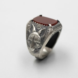 Sterling Silver Fox Ring, Fox Jewelry, Fox Lover Gift, Mens Animal Silver Ring, Fox Silver Ring Women, Celtic Fox Ring, Sterling Fox Ring