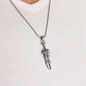925K Silver Fantasy Sword Pendant | Gift for Video Game Players | Fantasy Sword Necklace for Men | Personalized Mens Jewelry