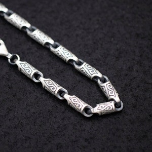 Byzantinisches Silberkettenarmband, handgefertigte einzigartige Kettenarmbänder, 925er Silberkettengeschenke für Herren, graviertes Armband, byzantinische Kettengeschenke