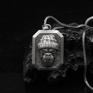 Men&#39;s Sterling Silver Gorilla Pendant Animal Accessory Mother&#39;s Day Gift For Him Necklace For Men, Women, Unisex Jewelry