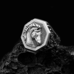 925 Silver Horse Ring Gifts for Her Animal Jewelry Equestrian Accessory Adjustable Signet Ring, New Year Gift, Father&#39;s Day Gift, Women&#39;s