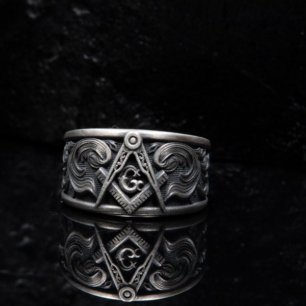 925K Masonic Silver Ring for Men | Perfect Gift for Husband | Christmas Gift Ideas | Mens Jewelry Silver Rings for Him