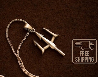 Sterling Silver Poseidon&#39;s Trident Necklace, Greek God Necklace, Silver Jewelry, Greek Mythology Poseidon Pendant Personalized & Handmade