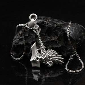 Viking Axe Jewelry Norse Pagan, Men&#39;s Axe Necklace, Battle Axe Pendant, Celtic Nordic Memorial Birthday Gift For Him Sterling Silver