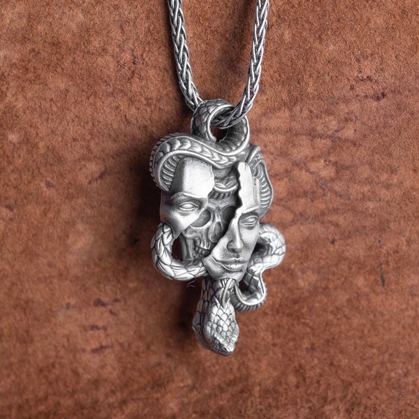 Medusa Men Necklace, Handmade Sterling Silver Medusa Pendant, Ancient Greek Pendant, Greek Mythology Jewelry, Personalized Gift For Men