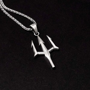 Collar tridente de Poseidón, collar de dios griego, joyería de plata, colgante de Poseidón de la mitología griega personalizado y hecho a mano, de moda
