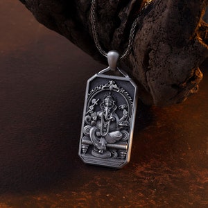 Silver Ganesha Pendant | Indian Mythology Charm | Hindu God Lord Ganesha Necklace | Silver Gift Ideas Birthday | Indian Spiritual Jewelry