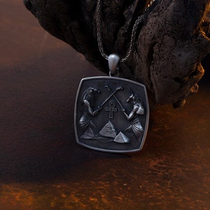 Sterling Silver Anubis & Toth Necklace with Silver Chain⋆Egyptian Mythology Ancient Pendant Gift Ideas for Christmas⋆Egyptian Gods Jewelry