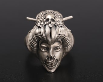 Silver Geisha Ring, Japanese Art, Geisha Jewellery, Japan, Japanese Jewellery,  Hair Ornament, Traditional Japanese Jewelry