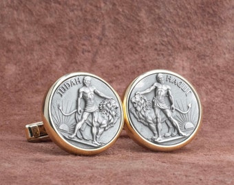 Lion of Judah Men Cufflinks, Unique 925 Sterling Silver Lion of Judah Cufflinks, Kingdom of Judah Cufflinks, Religious Cufflinks