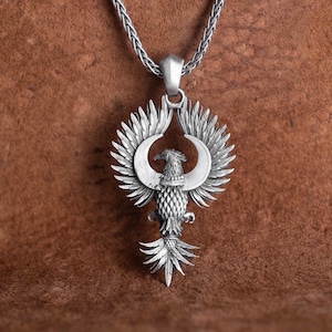 Eagle Men Necklace, Handmade Oxidized Winged Eagle Pendant, Animal Jewelry, Unique Silver Eagle Jewelry, Personalized Gift For Men