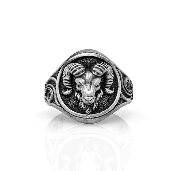 Aries ring , Ram Tarot Head Jewelry, April Gift, Zodiac Ring, Horoscope Accessory, Gift For Her, Birthday Gift For Him Zodiac Sign