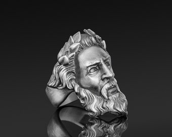 Handmade Sterling Silver Zeus Ring, Ancient Greek Mythology Jewelry
