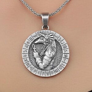 Egyptische god Anubis handgemaakte sterlingzilveren bedelketting, oude Egyptische gotische sieraden, Anubis-schedelhanger, mythologieketting