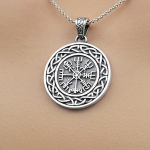 Sterling Silver Vegvisir Necklace, Viking Norse Pendant