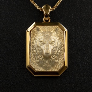 18K | 14K | 10K Gold Wolf Pendant - Majestic Spirit Animal Necklace, Strength & Loyalty Totem, Luxury Wild Nature Jewelry Gift