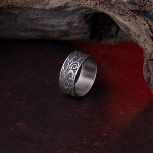 Sterling Silber Wave Ring⋆Weihnachts Geschenkideen für Männer & Frauen⋆Unisex Hochzeits- oder Verlobungsring⋆Silber Ring⋆Silberschmuck Asiatische Mythologie