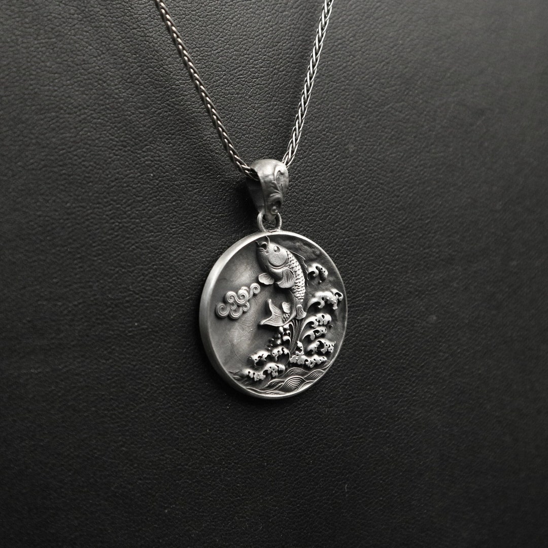 Sterling Silver Koi Fish Pendant Unisex Japanese Jewelry Gift Ideas