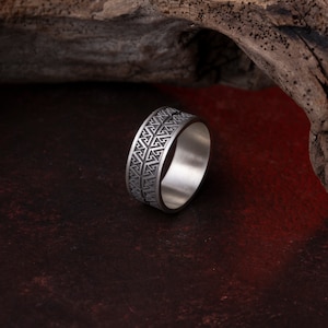 Sterling Silver Wedding Ring, Anniversary Gift, Handmade Symbolic Ring. Greek Motifs