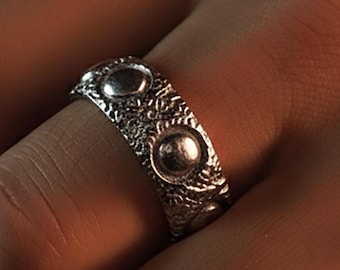 Sterling Silver Greek Sculpture Band Ring, Ancient Art Jewelry