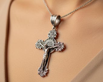 Sterling Silver Jesus Christ Crucifix Pendant | Personalized Cross Necklace