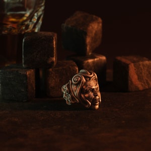 Medusa Silver Ring, Stoned Medusa Ring, Greek Medusa Ring, Medusa Stone Ring, Greek Myth Ring, Medusa Design Ring, Sterling Medusa Ring