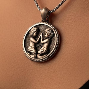 Gemini Necklace, Zodiac Jewelry, Astrology Charm, Twin Sign Pendant, Star Sign Accessory, Birthday Gift, Horoscope Amulet, Celestial Jewel