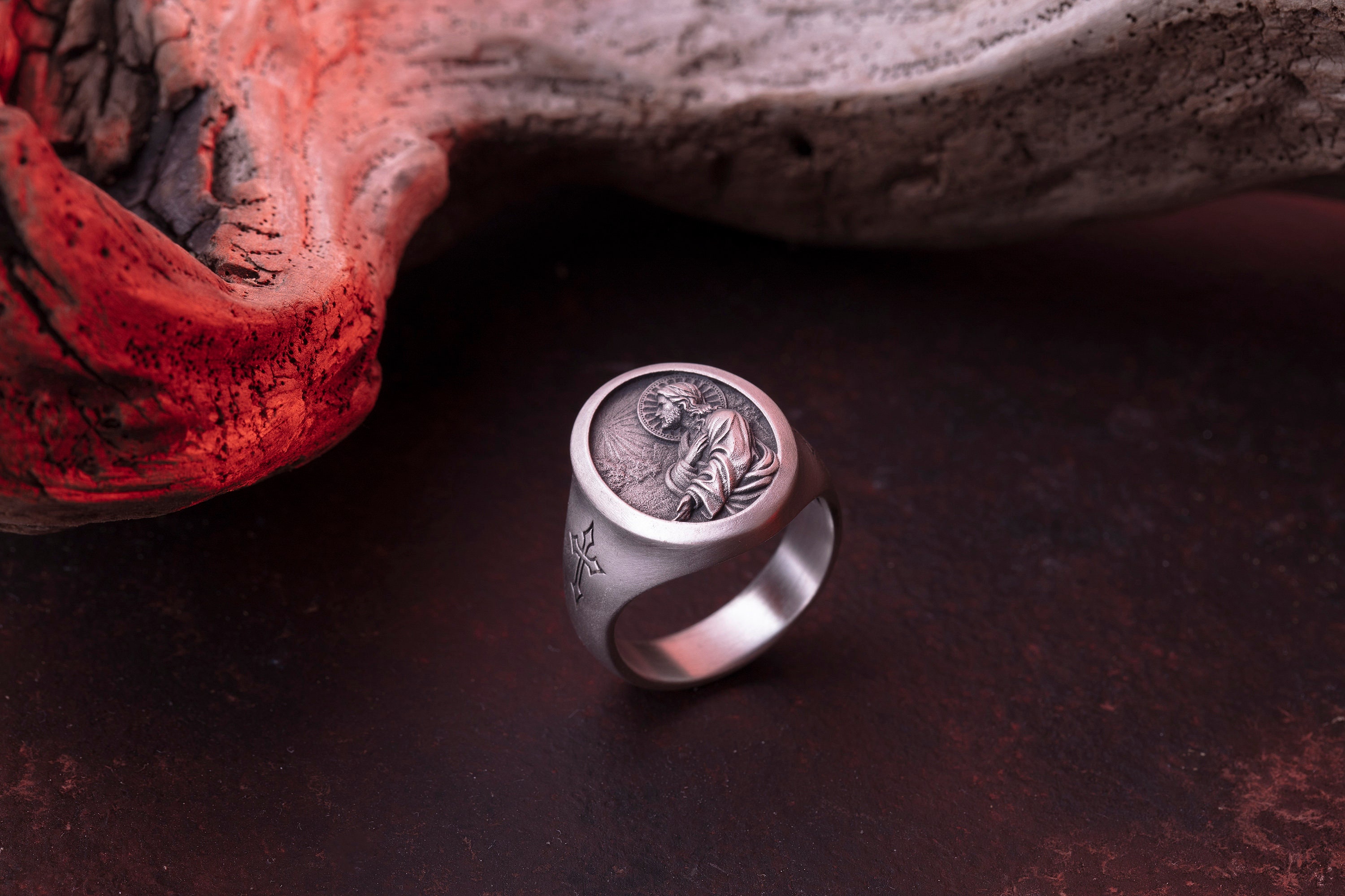 Devotion Ring Jesus Prayer Signet Ring - 925 Silver Christian Devotion Ring, Catholic ...