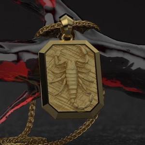 Gold Scorpion Pendant - Personalized Zodiac Jewelry in 10K, 14K, or 18K, Scorpio Gift for Him or Her, Custom Engraving