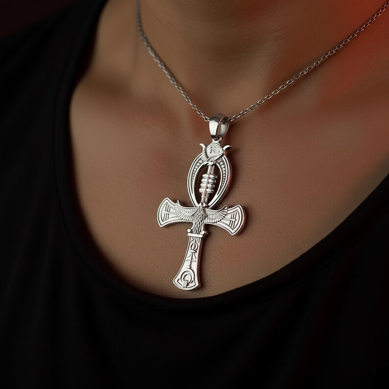 Ankh Key Pendant, Egyptian Symbol, Life Necklace, Pharaoh's Charm, Ancient Egypt, Spiritual Jewelry, Unisex Accessory, Historical Gift Polished Finish