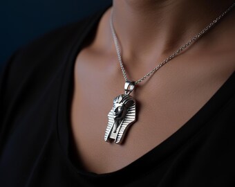 スターリングシルバー製ツタンカーメンネックレス、古代ファラオを