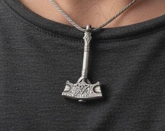 Mjolnir Pendant Sterling Silver⋆Exclusive Norse Viking Jewelry for Men and Women⋆Handmade Silver Thor Necklace Thor's Mjolnir Personalized