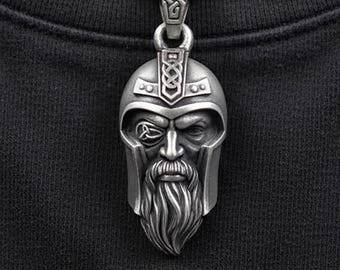 Silver Odin Necklace, Men Viking Pendant, God Odin Necklace, Scandinavian Amulet, Men Gift Pendant, Viking God Necklace, Silver Odin Pendant