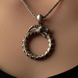Ouroboros Pendant, Norse Charm, Mythic Necklace, Viking Lore, Serpent Cycle, Infinite Loop, Runes Jewelry, Endless Serpent