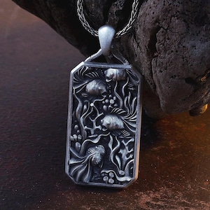 Silver Tropical Fish Coral Pendant – Underwater Ocean Reef Necklace with Sea Life Motifs for Marine Jewelry Lovers