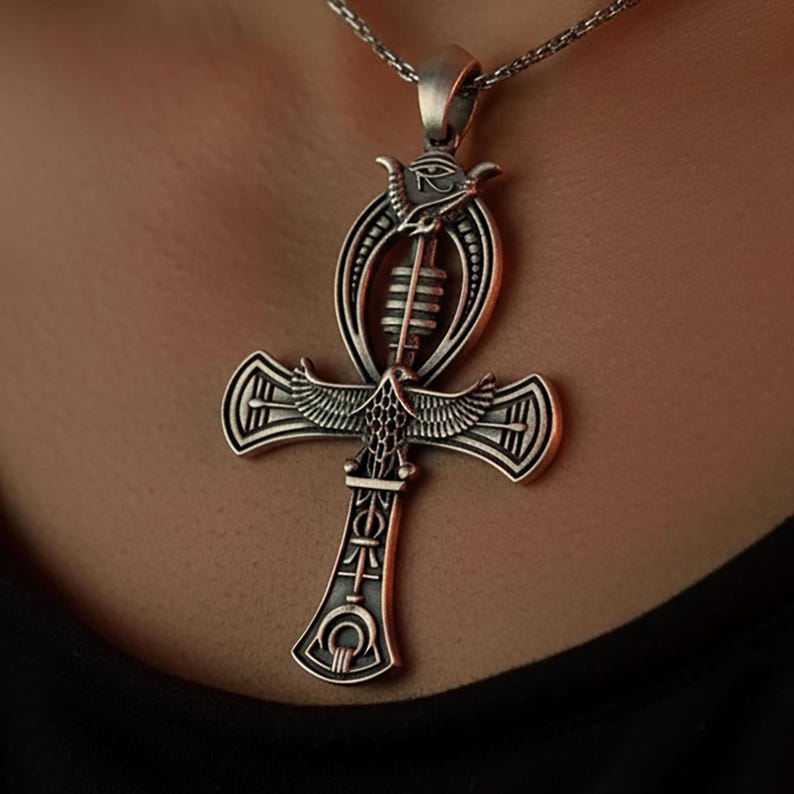 Ankh Key Pendant, Egyptian Symbol, Life Necklace, Pharaoh's Charm, Ancient Egypt, Spiritual Jewelry, Unisex Accessory, Historical Gift image 1