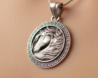 Silver Horse Necklace, Sterling Silver Horse Pendant, Equestrian Necklace, Equestrian Jewelry, Silver Equestrian Pendant, Horse Lover Gift