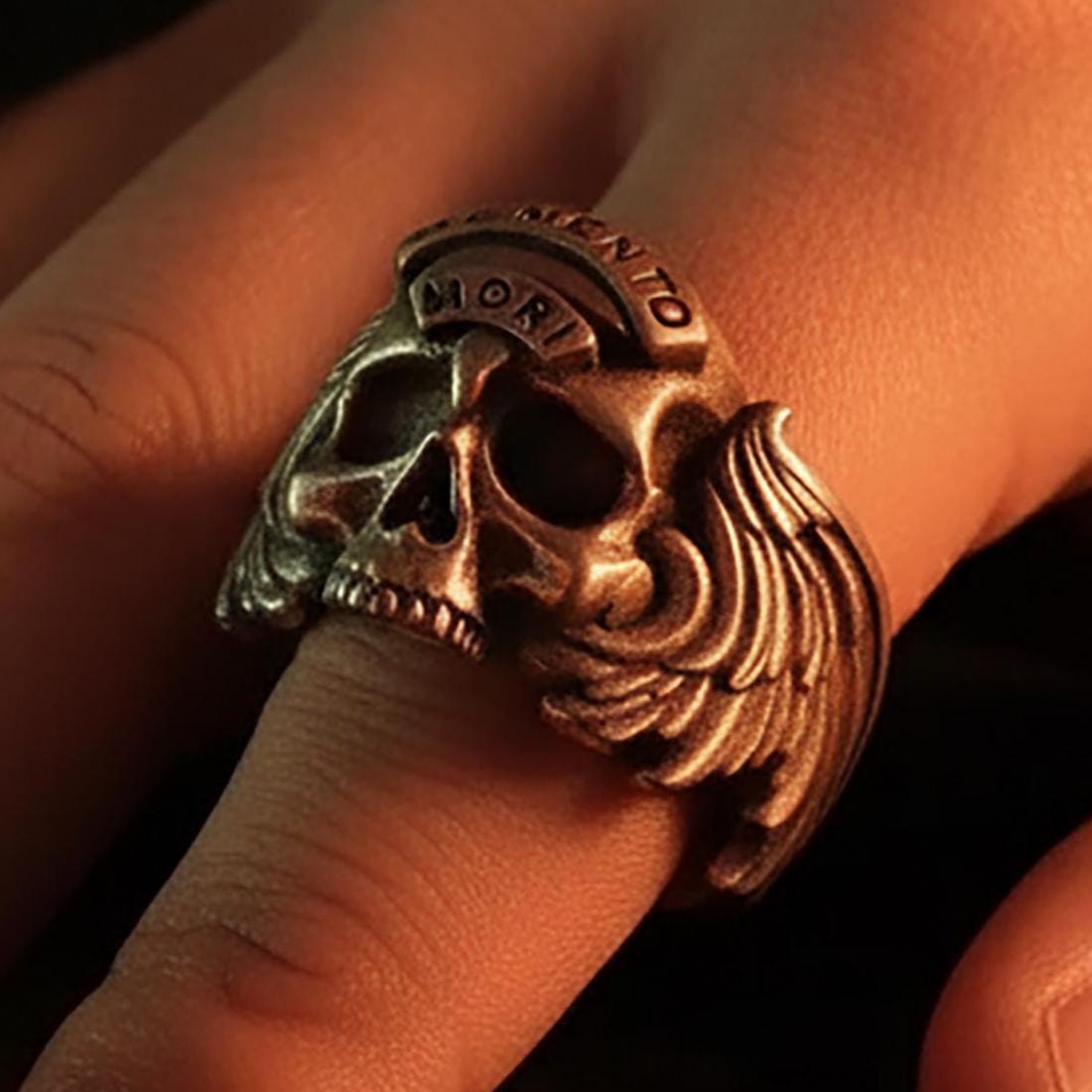 Memento Mori Skull, Winged Skull Ring, Gothic Jewelry, Life
