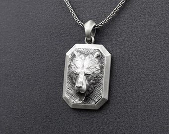 Collier ours en argent avec pendentif animal homme, cadeau d'anniversaire en argent pour lui, cadeau de remise des diplômes en argent sterling 925 personnalisé
