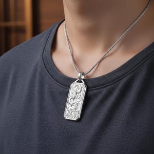 Chinese Dragon Pendant – Eastern Mythology Necklace for Men, Protection Amulet, Handcrafted Oxidized Silver Gift Polished Finish