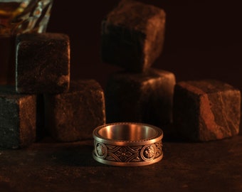 Lion of Judah Ring, Engraved Band Ring, Judaic Wedding Ring, Biblical Engagement Ring, Jewish Symbol Ring